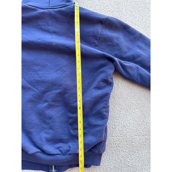 VTG Carhartt Thermal Lined Faded Blue Embroider Logo M Zip Hoodie Sweat Jacket - Picture 8 of 9